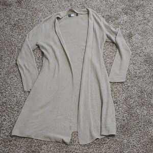 Saks Fifth Avenue Duster Cardigan Women's Beige Silk Cashmere Sweater Size L